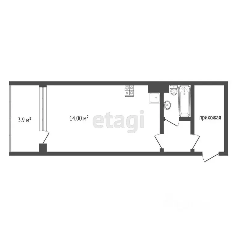 Студия Ханты-Мансийский АО, Сургут ул. Крылова, 26 (28.0 м) - Фото 2