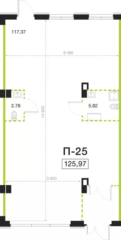 Помещение свободного назначения (125.97 м) - Фото 1