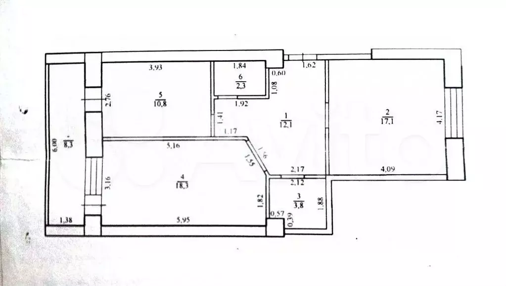 2-к. квартира, 64,4 м, 2/6 эт. - Фото 0