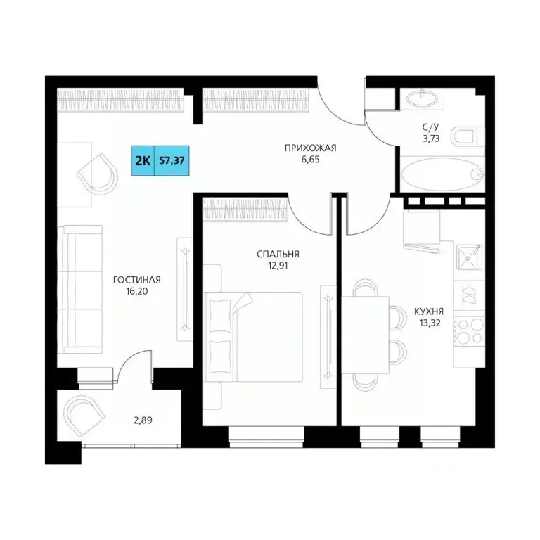 2-к кв. Дагестан, Дербент  (57.37 м) - Фото 0