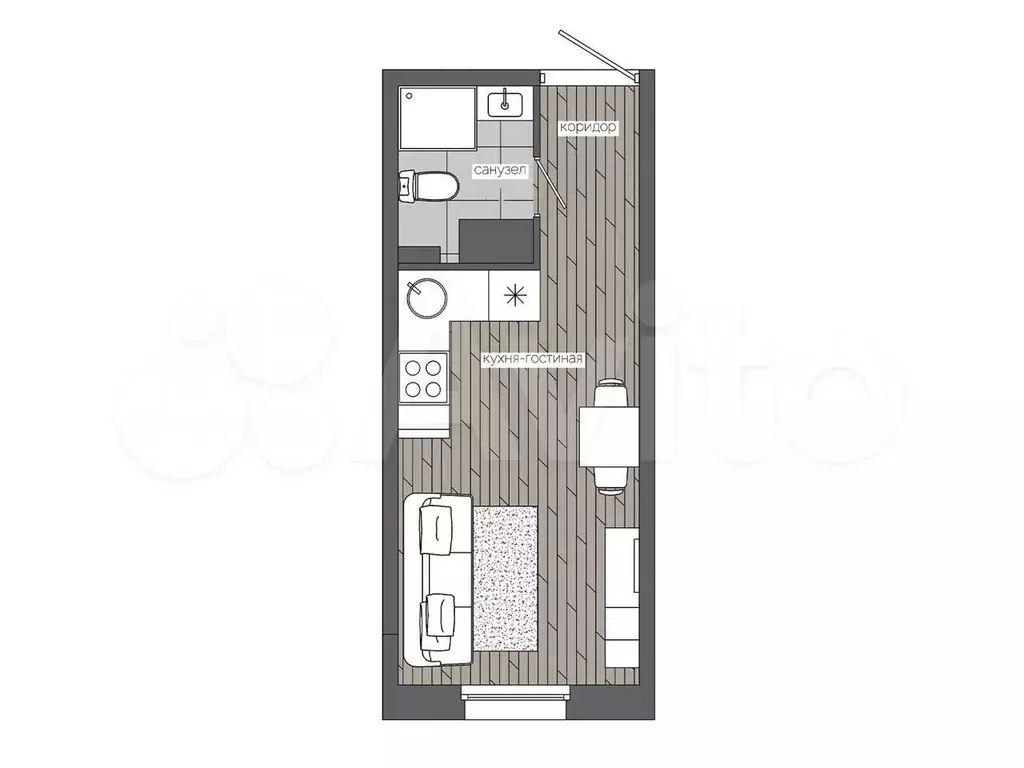 Квартира-студия, 18,7 м, 14/19 эт. - Фото 1