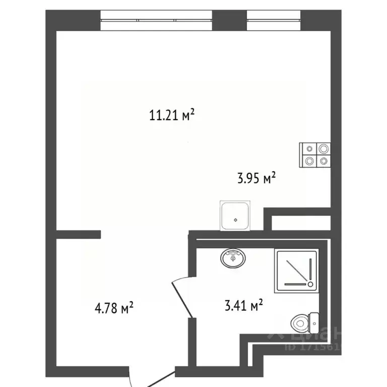 Студия Тюменская область, Тюмень ул. Юрия Рогачева, 11к1 (20.9 м) - Фото 2