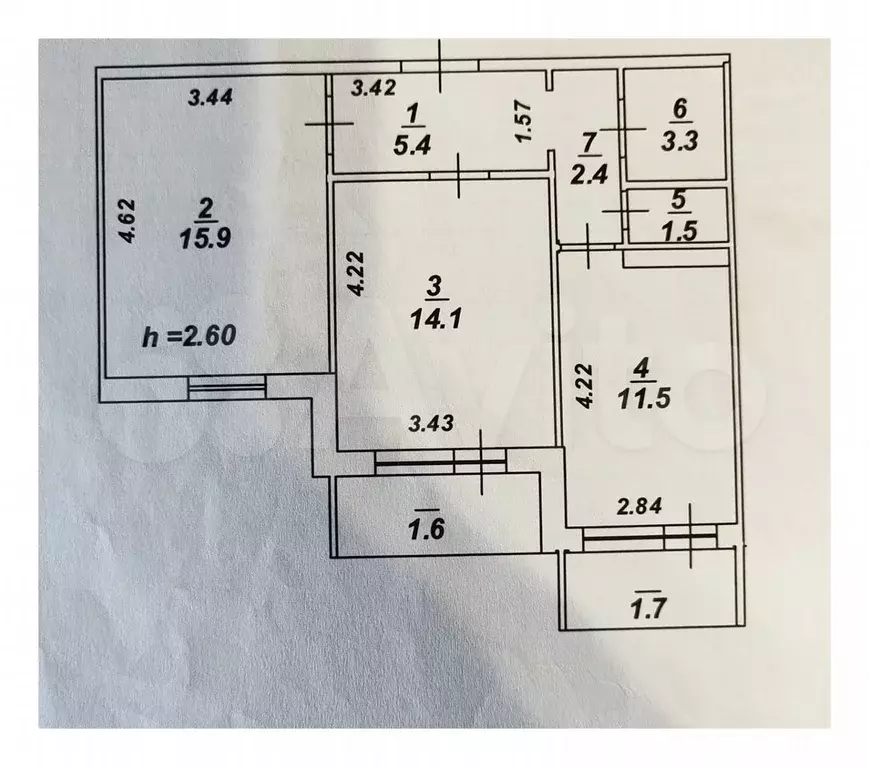 2-к. квартира, 60 м, 4/9 эт. - Фото 0