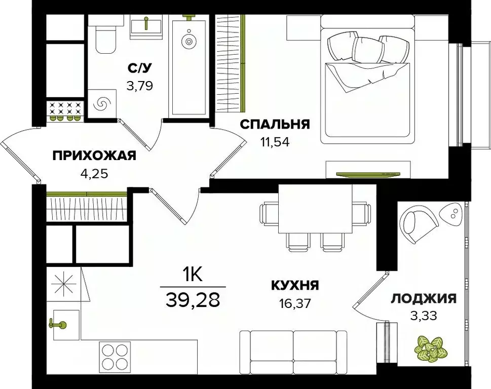 1-к кв. Тульская область, Тула  (39.28 м) - Фото 0