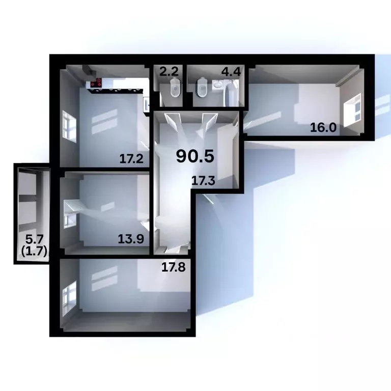 3-к кв. Псковская область, Псков Пароменская ул., 28 (90.5 м) - Фото 1