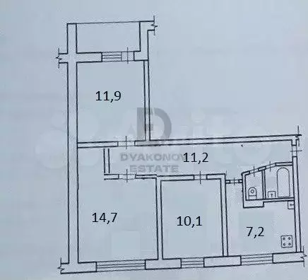 3-к. квартира, 61 м, 3/9 эт. - Фото 0