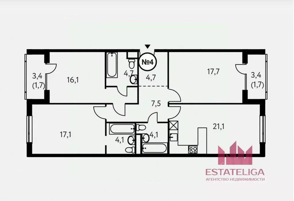 3-к кв. Москва Винницкая ул., 8к4 (100.4 м) - Фото 2