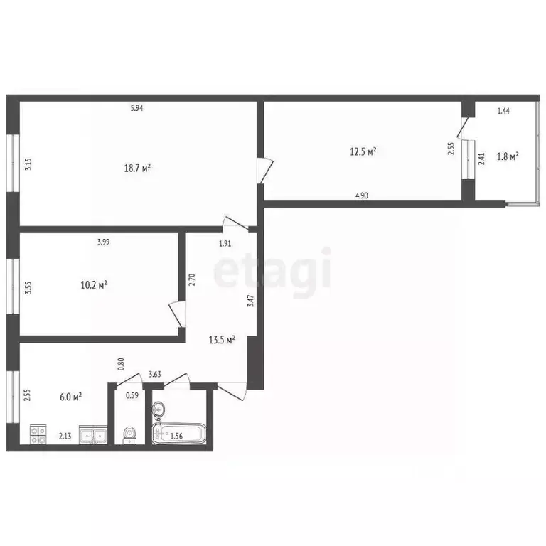 3-к кв. Татарстан, Набережные Челны 7-й комплекс, бул. 60-летия ... - Фото 2