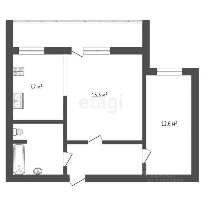 1-к кв. Тюменская область, Тюмень Профсоюзная ул., 13 (47.2 м) - Фото 2