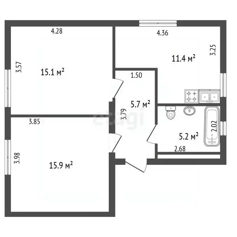 2-к кв. Санкт-Петербург Тракторная ул., 6 (54.0 м) - Фото 2