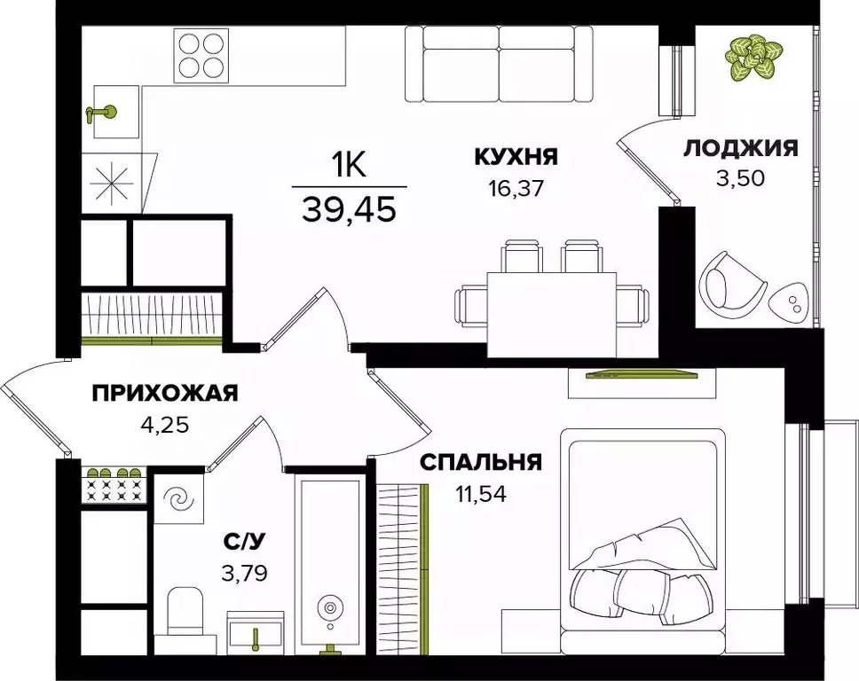 1-к кв. Тульская область, Тула  (39.45 м) - Фото 0