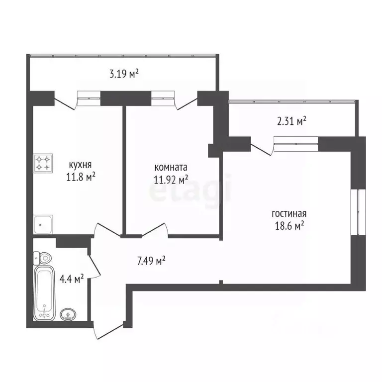 2-к кв. Красноярский край, Красноярск Норильская ул., 3Е (59.0 м) - Фото 2