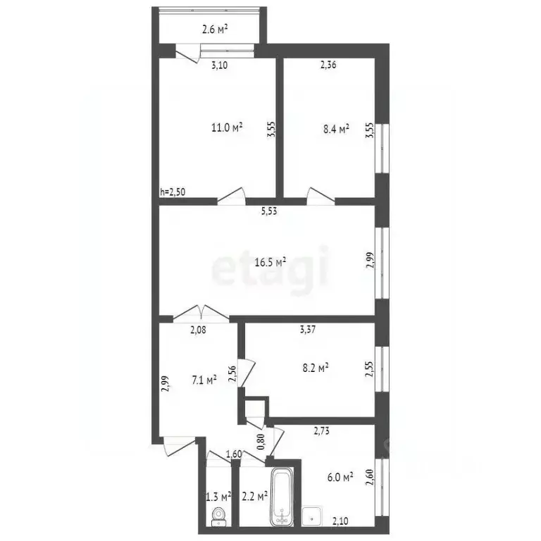 4-к кв. Кемеровская область, Анжеро-Судженск ул. Ленина, 34 (61.1 м) - Фото 1