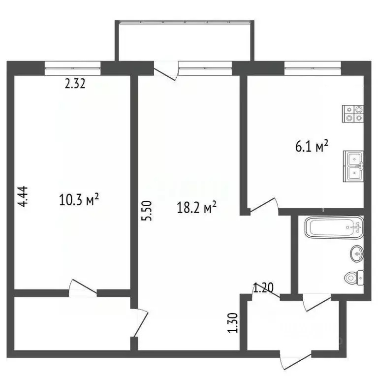 2-к кв. Ярославская область, Ярославль просп. Октября, 43 (44.4 м) - Фото 2