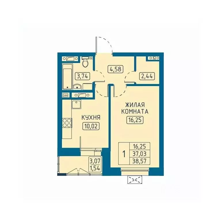 1-к кв. Красноярский край, Красноярск Свободный просп. (38.57 м) - Фото 1