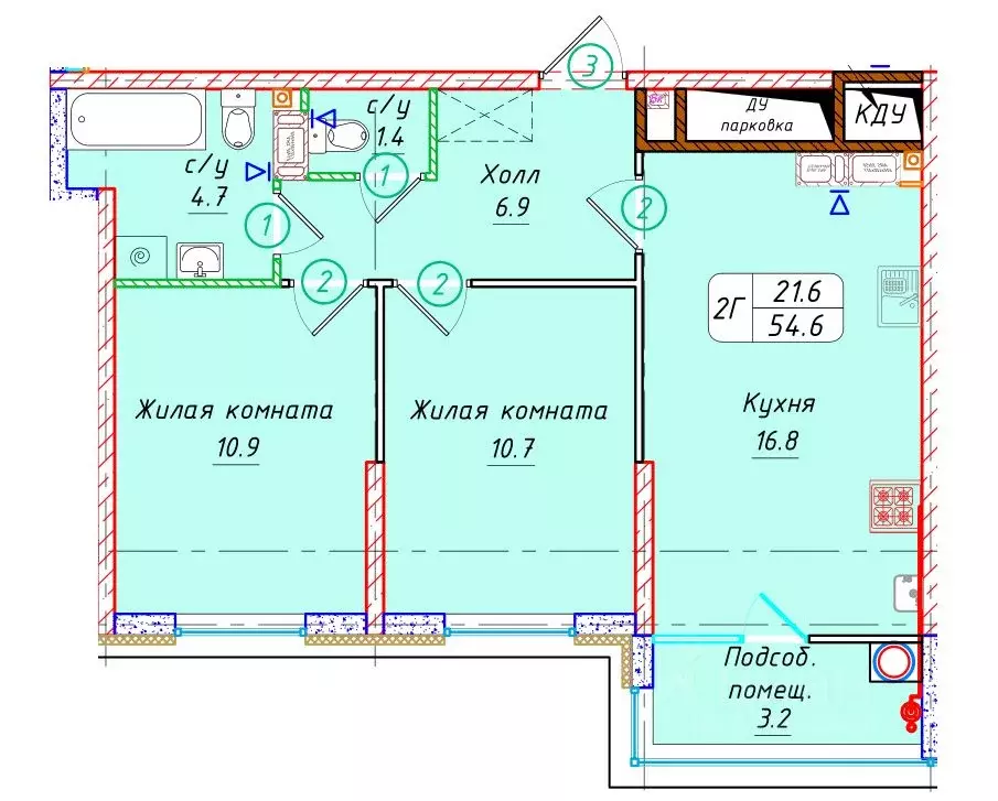2-к кв. Ставропольский край, Ставрополь № 36 мкр, ЖК Фруктовый сад,  ... - Фото 1