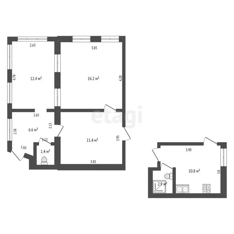 2-комнатная квартира: Никита, Сиреневый переулок, 2 (57 м) - Фото 1