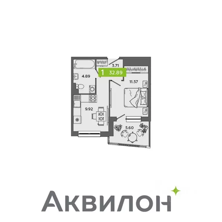 1-к кв. Архангельская область, Северодвинск Аквилон Севен жилой ... - Фото 0