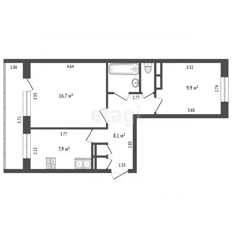 2-к кв. Свердловская область, Екатеринбург ул. Родонитовая, 15 (47.0 ... - Фото 2