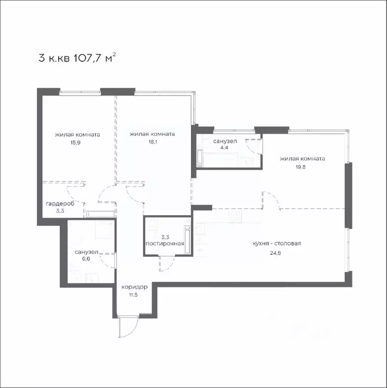 3-к кв. Пензенская область, Пенза Велларт Сити жилой комплекс (107.7 ... - Фото 1