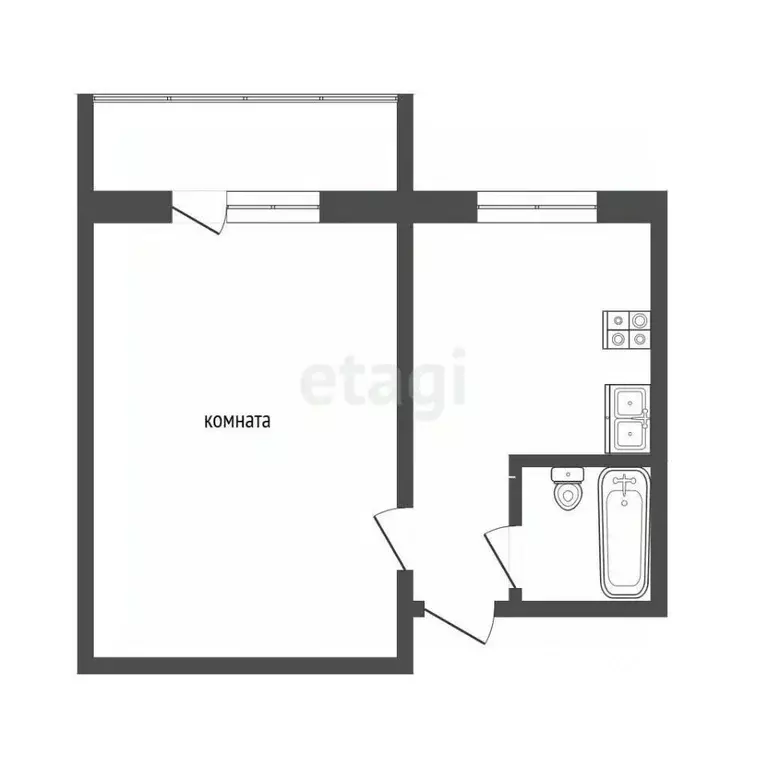 1-к кв. Кемеровская область, Новокузнецк ул. Тореза, 34 (31.0 м) - Фото 2