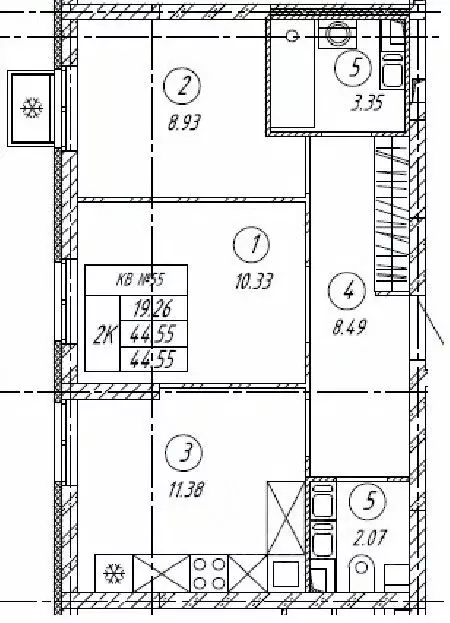 2-к кв. Самарская область, Тольятти 18А кв-л,  (44.55 м) - Фото 0