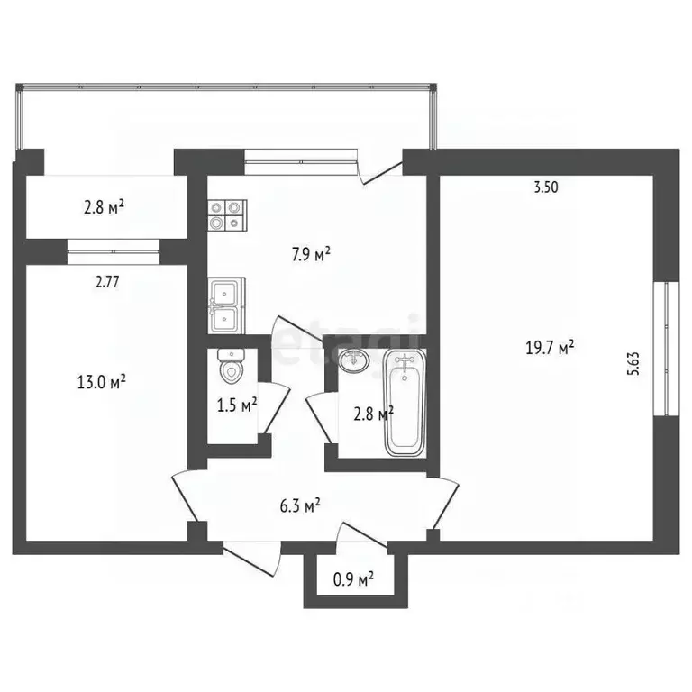 2-к кв. Севастополь ул. Генерала Лебедя, 22 (55.2 м) - Фото 0