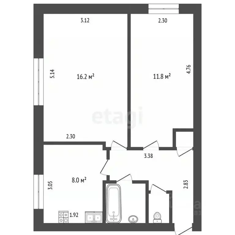 2-к кв. Коми, Ухта ул. 40 лет ГВФ, 1 (44.0 м) - Фото 2