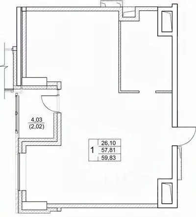 1-к кв. Приморский край, Владивосток ул. Сочинская, 17 (59.83 м) - Фото 0