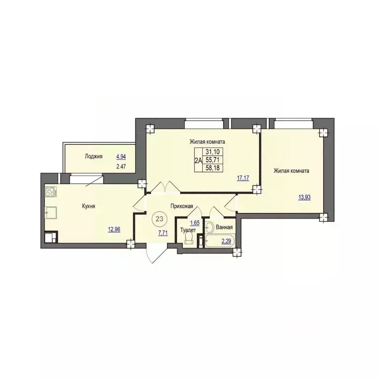 2-к кв. Псковская область, Псковский район, Завеличенская волость, д. ... - Фото 1