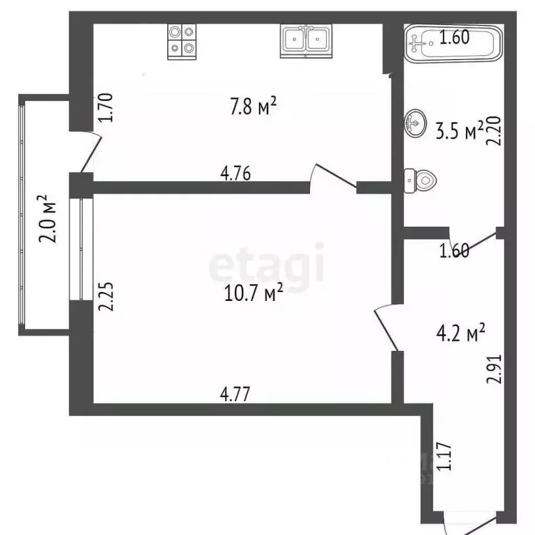 1-к кв. Калининградская область, Гурьевский муниципальный округ, пос. ... - Фото 2
