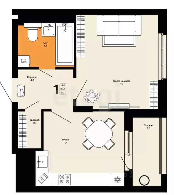 1-к кв. Белгородская область, Белгородский район, Дубовское с/пос, ... - Фото 2