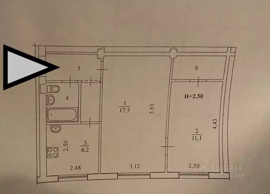 2-к кв. Волгоградская область, Волгоград ул. Таращанцев, 42 (45.2 м) - Фото 2