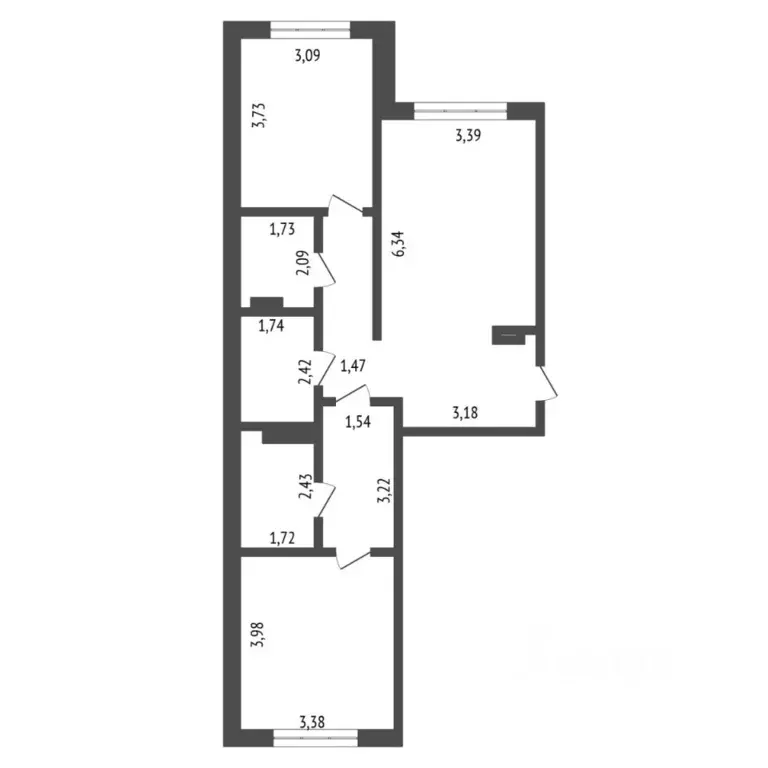 2-к кв. Тюменская область, Тюмень ул. Сергея Свиридова, 15 (70.7 м) - Фото 2