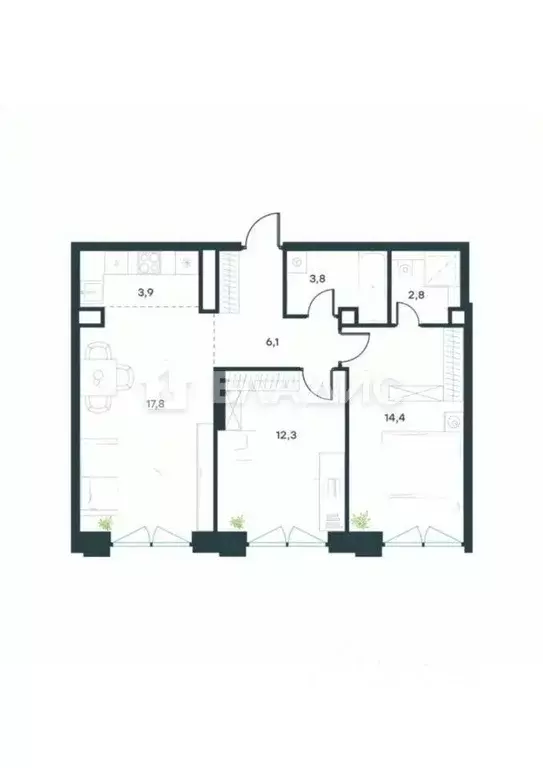 2-к кв. Москва Причальный проезд, 10к2 (62.3 м) - Фото 1