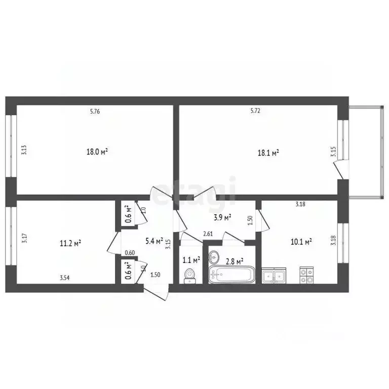 3-к кв. Забайкальский край, Чита 5-й мкр, 49 (71.8 м) - Фото 2