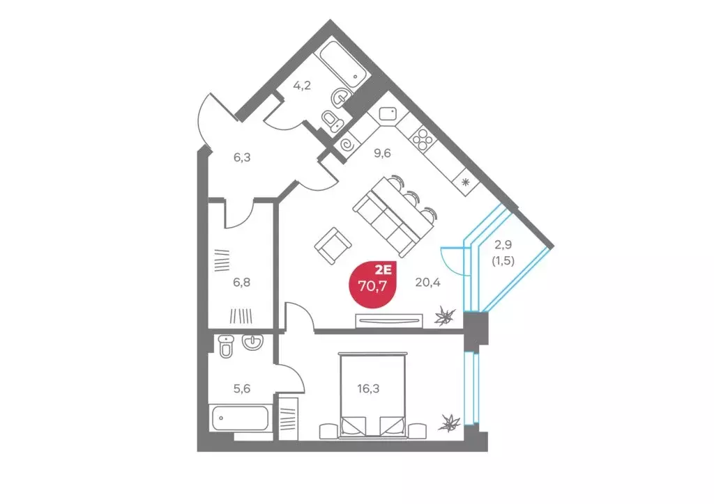 2-комнатная квартира: Пермь, Советская улица, 16А (70.7 м) - Фото 1