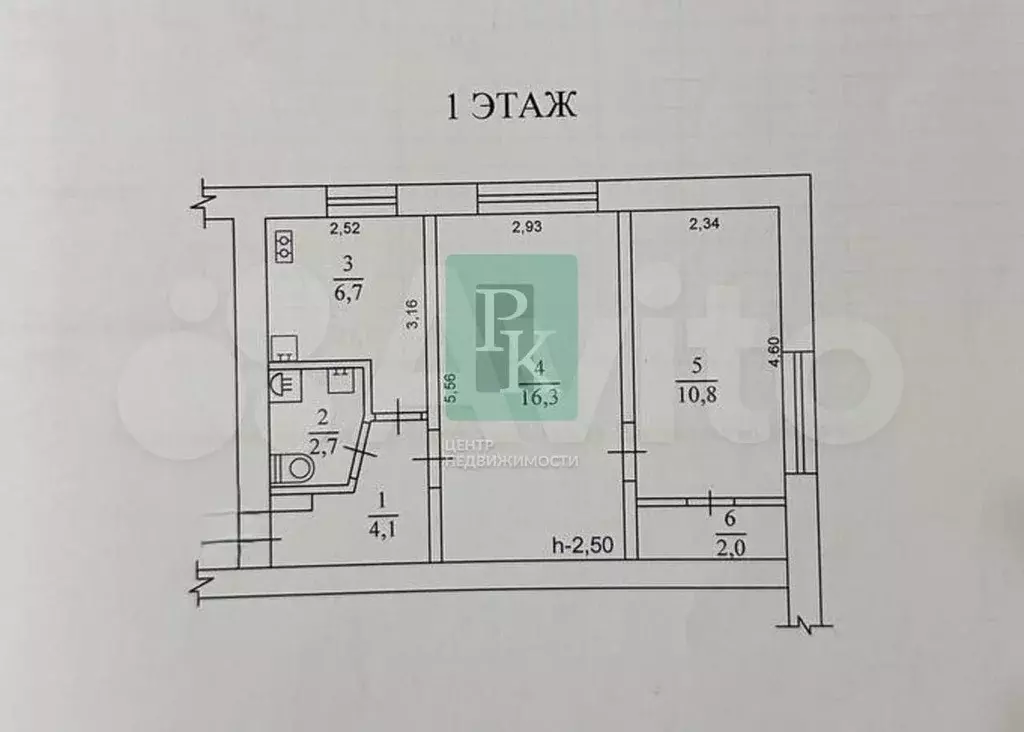 2-к. квартира, 42,6 м, 1/5 эт. - Фото 0