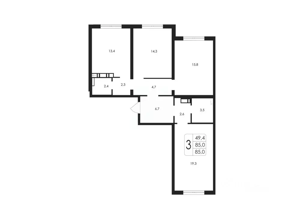 3-к кв. Воронежская область, Воронеж ул. Шишкова, 140Б/21 (85.0 м) - Фото 0