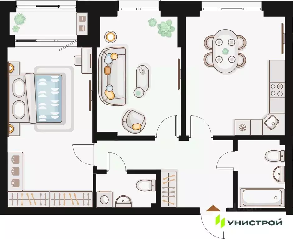 2-к кв. Татарстан, Казань Ку на Кулагина жилой комплекс (69.38 м) - Фото 1