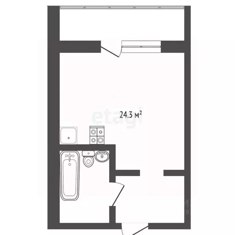 Студия Тюменская область, Тюмень ул. Новоселов, 117 (24.0 м) - Фото 1