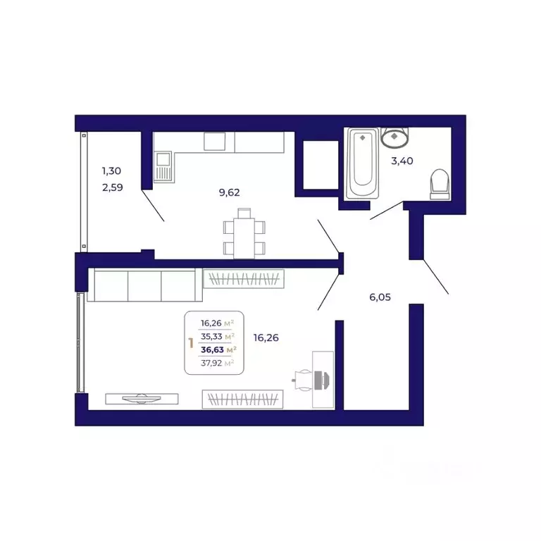 1-к кв. Башкортостан, Уфа Затон-Восточный жилрайон, Паруса жилой ... - Фото 1