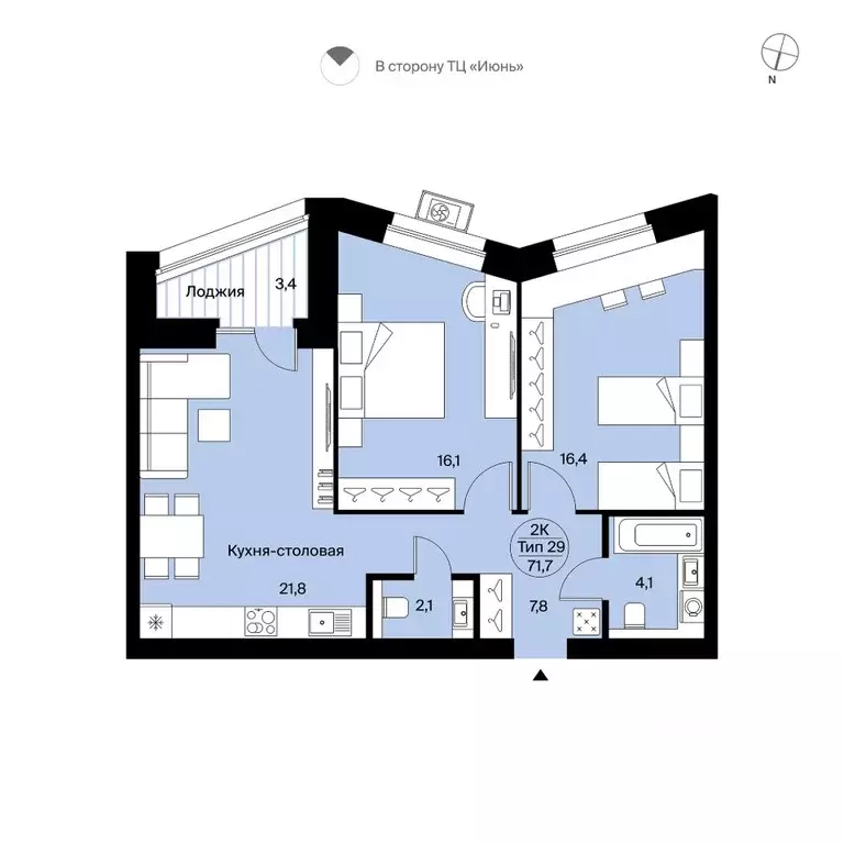 2-к кв. Коми, Сыктывкар Октябрьский просп., 137 (71.7 м) - Фото 1
