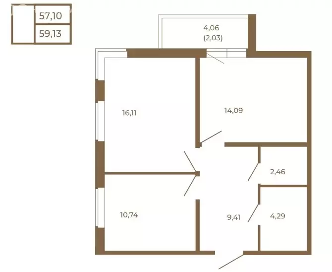 2-комнатная квартира: Сертолово, ЖК Новая История (59.13 м) - Фото 2