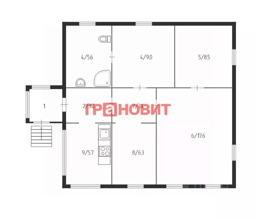 дом в новосибирская область, новосибирск ул. моисеенко, 70 (64 м) - Фото 1