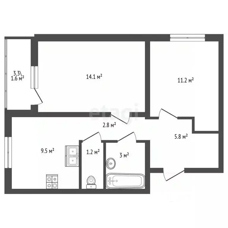 2-к кв. Санкт-Петербург просп. Маршака, 28к1 (47.9 м) - Фото 2