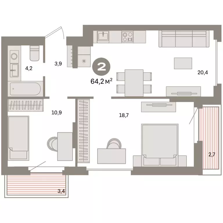 2-комнатная квартира: Екатеринбург, жилой район Сортировочный, ... - Фото 2