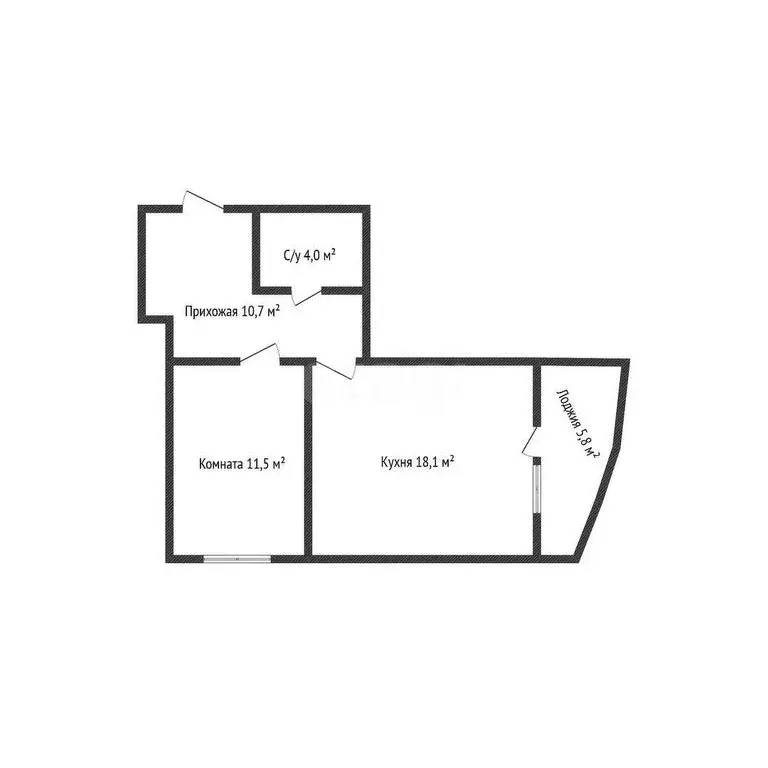 1-комнатная квартира: Краснодар, улица Григория Булгакова, 13к1 (44.6 ... - Фото 1