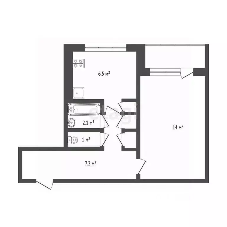 1-к кв. Мордовия, Саранск ул. Сущинского, 36к2 (32.7 м) - Фото 2