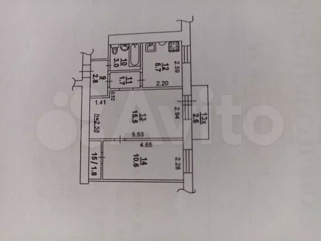 2-к. квартира, 43,7 м, 5/5 эт. - Фото 0